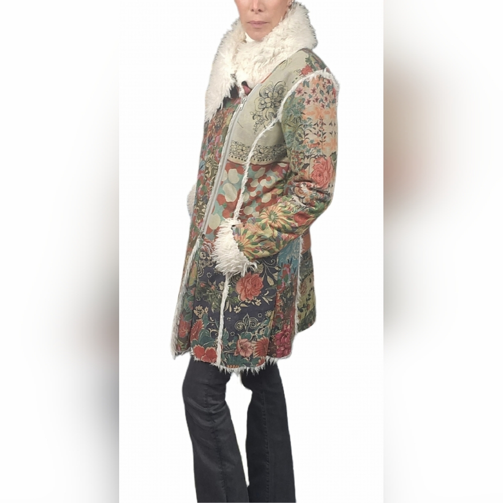 🎁HOLIDAY SPECIAL🎁JOHNNY WAS Sherpa Biya Floral Tapestry Faux Fur Lined Coat - Picture 8 of 16